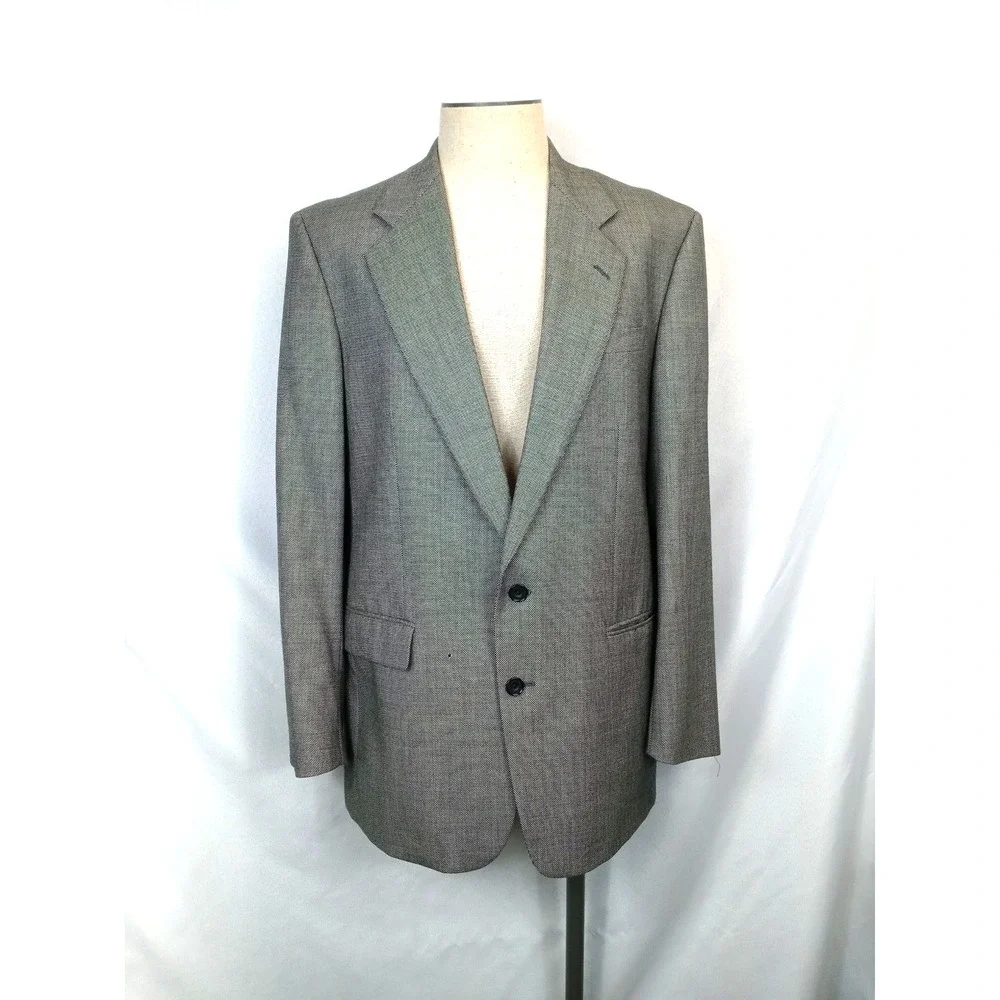 Cambridge Members‎ Blazer Mens 44R Gray Nailhead Wool Sport Coat Jacket Vintage